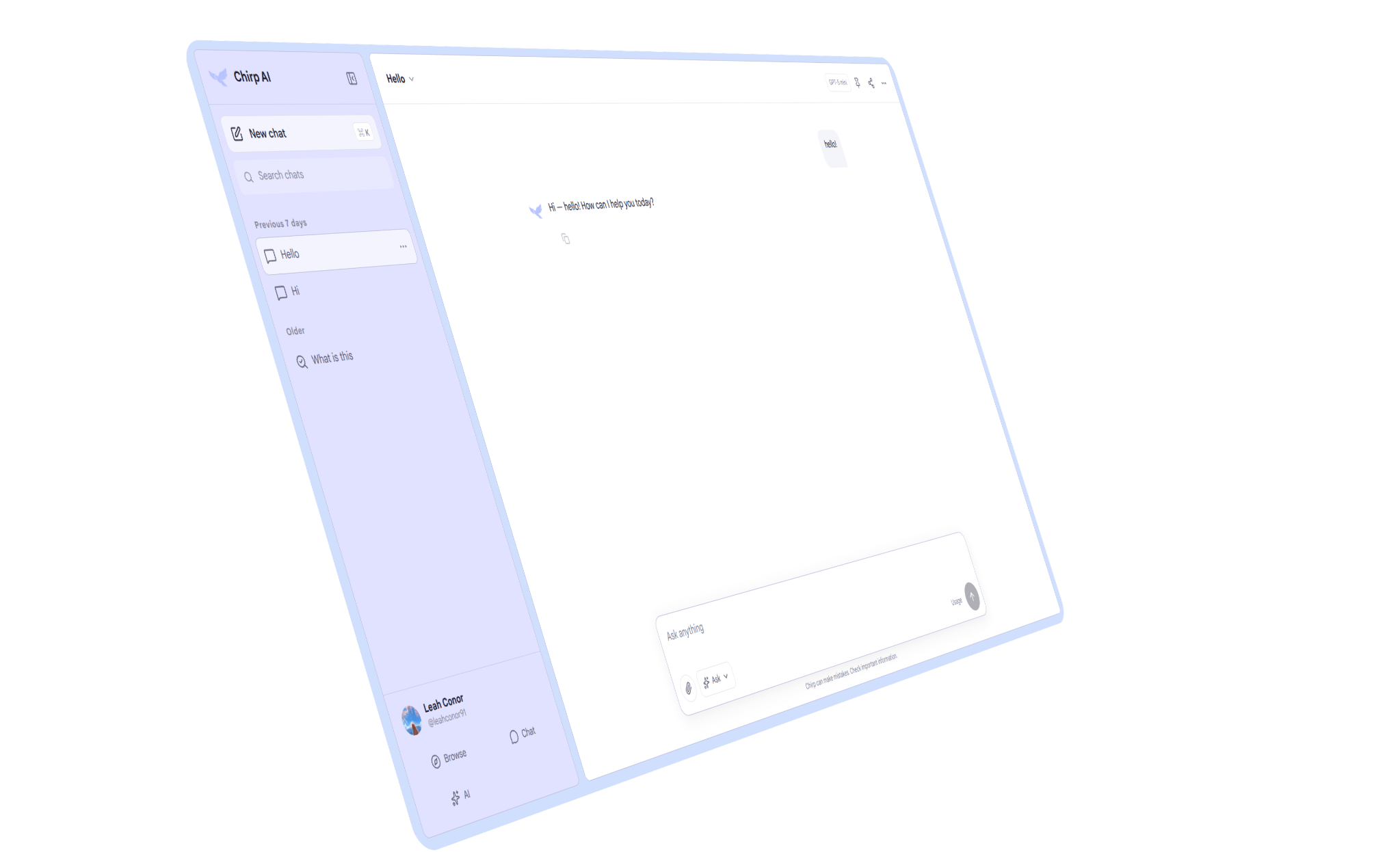 Chirp AI interface